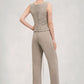 Denisse Jumpsuit/Pantsuit Scoop Neck Floor-Length Chiffon Lace Mother of the Bride Dress With Beading Sequins DL126P0014946