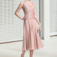 Selena A-Line Square Neckline Tea-Length Chiffon Mother of the Bride Dress DL126P0014947