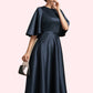 Jasmin A-Line Scoop Neck Tea-Length Satin Mother of the Bride Dress DL126P0014949