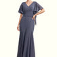 Leia Trumpet/Mermaid V-neck Floor-Length Chiffon Mother of the Bride Dress DL126P0014951