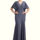 Leia Trumpet/Mermaid V-neck Floor-Length Chiffon Mother of the Bride Dress DL126P0014951