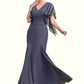 Leia Trumpet/Mermaid V-neck Floor-Length Chiffon Mother of the Bride Dress DL126P0014951