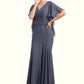 Leia Trumpet/Mermaid V-neck Floor-Length Chiffon Mother of the Bride Dress DL126P0014951