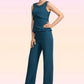 Kaila Jumpsuit/Pantsuit Scoop Neck Floor-Length Chiffon Mother of the Bride Dress With Beading Cascading Ruffles DL126P0014956