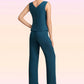 Kaila Jumpsuit/Pantsuit Scoop Neck Floor-Length Chiffon Mother of the Bride Dress With Beading Cascading Ruffles DL126P0014956