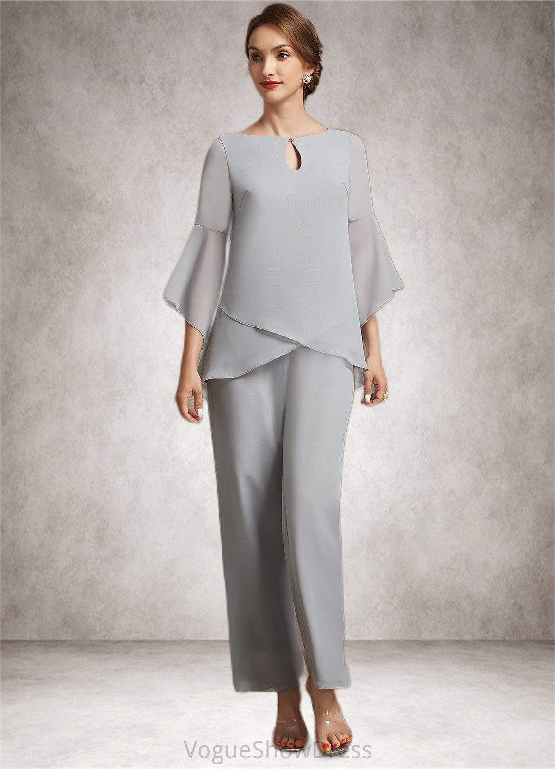 Marian Jumpsuit/Pantsuit Scoop Neck Ankle-Length Chiffon Mother of the Bride Dress DL126P0014958