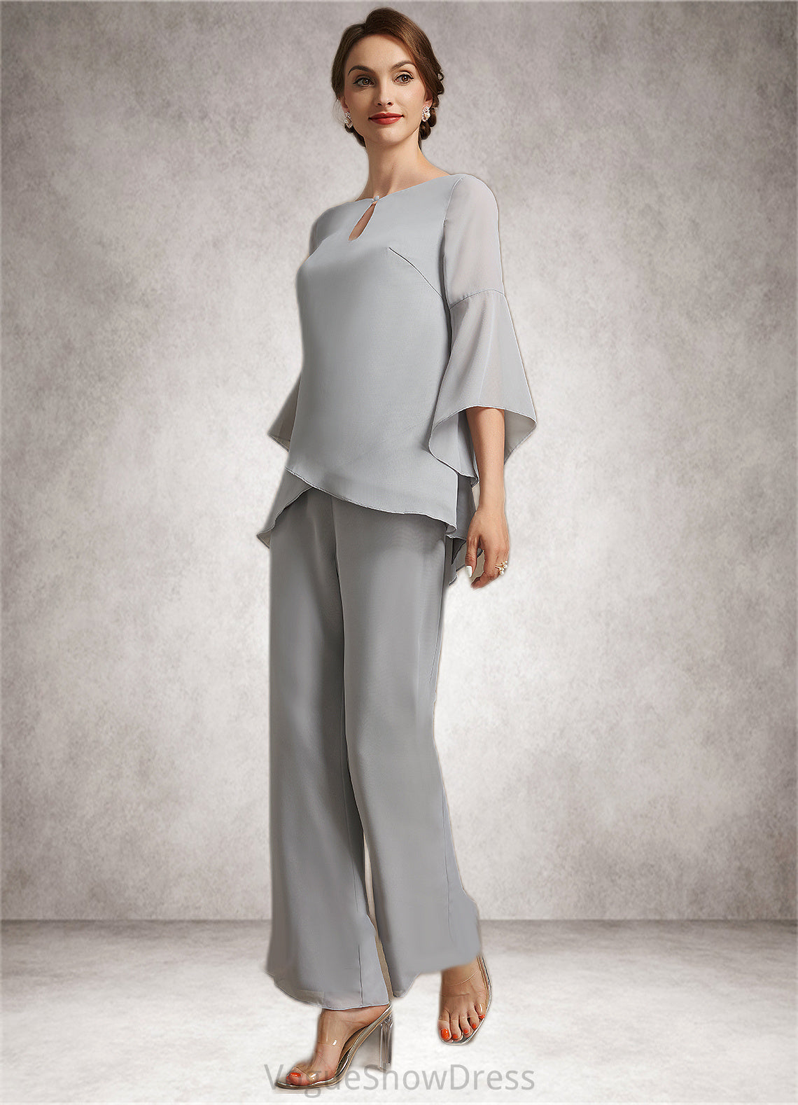 Marian Jumpsuit/Pantsuit Scoop Neck Ankle-Length Chiffon Mother of the Bride Dress DL126P0014958