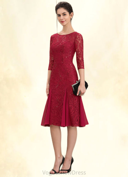 Journey A-Line Scoop Neck Knee-Length Lace Mother of the Bride Dress With Sequins DL126P0014961