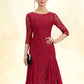 Journey A-Line Scoop Neck Knee-Length Lace Mother of the Bride Dress With Sequins DL126P0014961