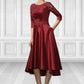 Jenny A-Line Scoop Neck Asymmetrical Satin Lace Mother of the Bride Dress With Sequins Pockets DL126P0014962