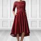 Jenny A-Line Scoop Neck Asymmetrical Satin Lace Mother of the Bride Dress With Sequins Pockets DL126P0014962