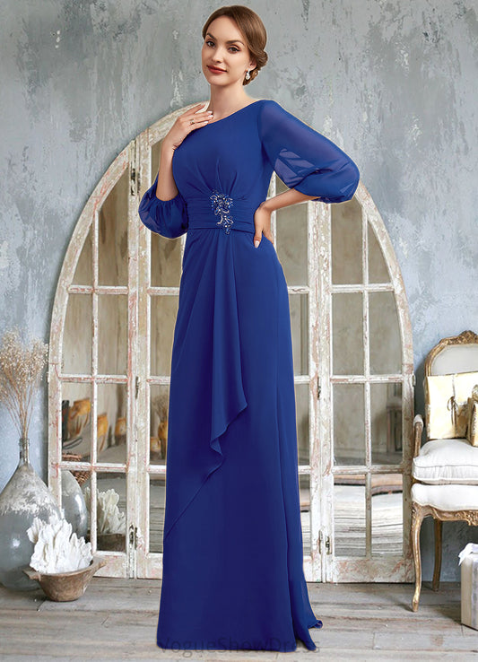 Tess A-Line Scoop Neck Floor-Length Chiffon Mother of the Bride Dress With Ruffle Beading DL126P0014963