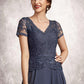 Jaylen A-Line V-neck Floor-Length Chiffon Lace Mother of the Bride Dress With Sequins DL126P0014964