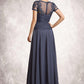 Jaylen A-Line V-neck Floor-Length Chiffon Lace Mother of the Bride Dress With Sequins DL126P0014964