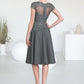 Karma A-Line V-neck Knee-Length Mother of the Bride Dress With Beading DL126P0014965