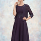 Salma A-Line Scoop Neck Knee-Length Chiffon Lace Mother of the Bride Dress With Sequins DL126P0014968