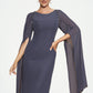 Madilynn Sheath/Column Scoop Neck Knee-Length Chiffon Mother of the Bride Dress With Beading DL126P0014969