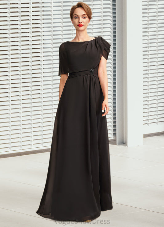 Larissa A-Line Scoop Neck Floor-Length Chiffon Mother of the Bride Dress With Ruffle Beading DL126P0014970