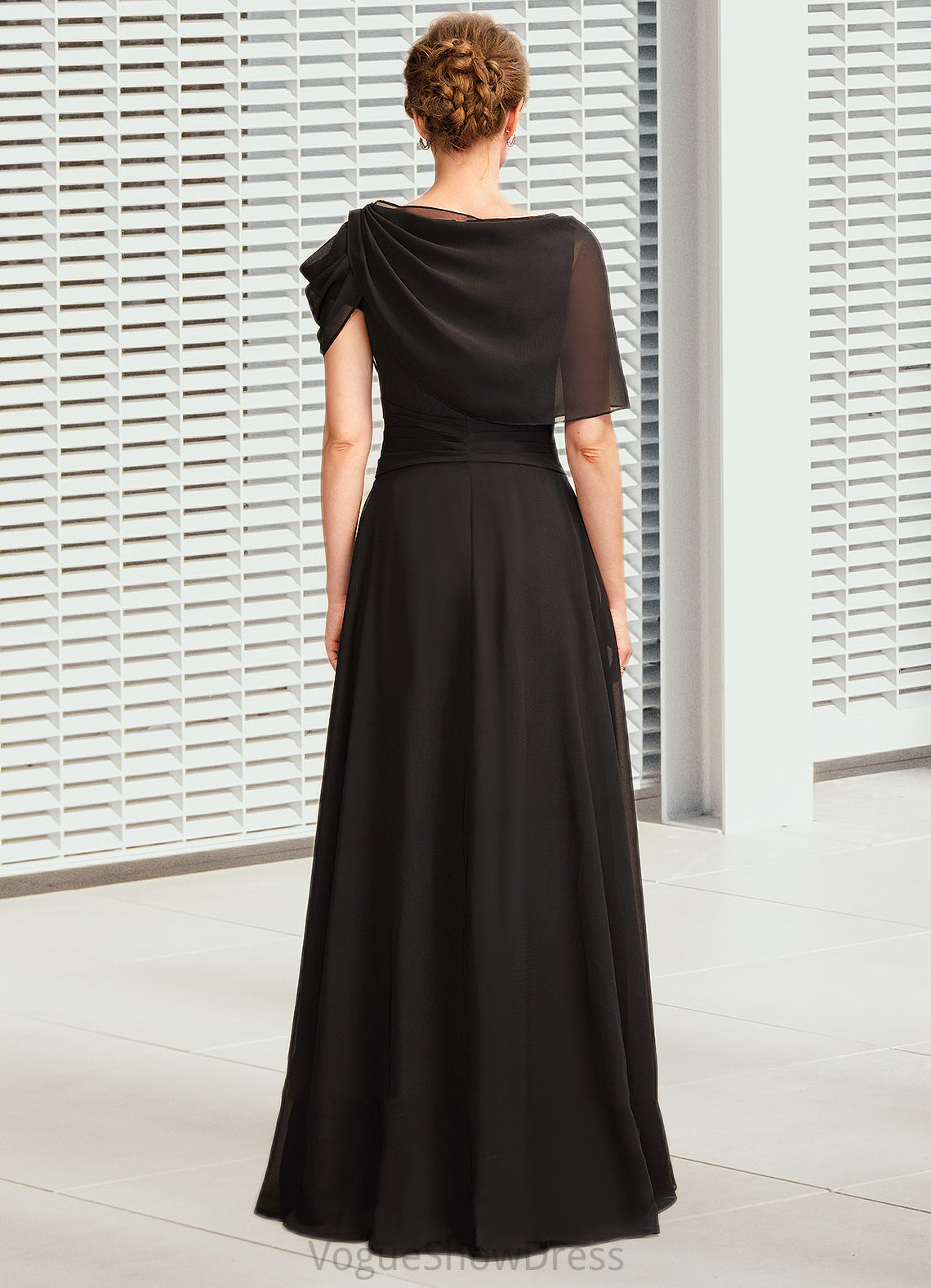 Larissa A-Line Scoop Neck Floor-Length Chiffon Mother of the Bride Dress With Ruffle Beading DL126P0014970