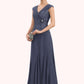 Hanna A-Line V-neck Ankle-Length Chiffon Lace Mother of the Bride Dress With Ruffle Beading DL126P0014971