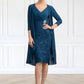 Daphne Sheath/Column V-neck Knee-Length Chiffon Lace Mother of the Bride Dress With Crystal Brooch DL126P0014972