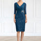 Daphne Sheath/Column V-neck Knee-Length Chiffon Lace Mother of the Bride Dress With Crystal Brooch DL126P0014972