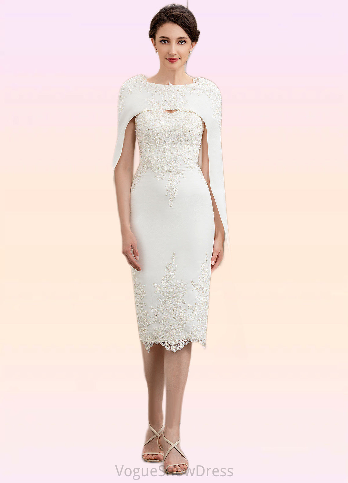 Kiana Sheath/Column Sweetheart Knee-Length Lace Stretch Crepe Mother of the Bride Dress With Beading DL126P0014973