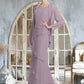 Jazlyn Sheath/Column Scoop Neck Floor-Length Chiffon Mother of the Bride Dress With Beading Cascading Ruffles DL126P0014975