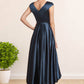 Kirsten A-Line Scoop Neck Asymmetrical Satin Mother of the Bride Dress With Bow(s) Pockets DL126P0014976