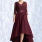 Keely A-Line V-neck Asymmetrical Chiffon Lace Mother of the Bride Dress With Beading Sequins DL126P0014980