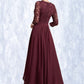 Keely A-Line V-neck Asymmetrical Chiffon Lace Mother of the Bride Dress With Beading Sequins DL126P0014980