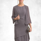 Helga A-Line Scoop Neck Knee-Length Chiffon Mother of the Bride Dress With Cascading Ruffles DL126P0014981