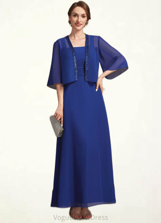 Hedda A-Line Square Neckline Ankle-Length Chiffon Mother of the Bride Dress With Ruffle DL126P0014982