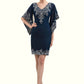 Danika Sheath/Column V-neck Knee-Length Chiffon Lace Mother of the Bride Dress With Sequins DL126P0014983