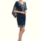 Danika Sheath/Column V-neck Knee-Length Chiffon Lace Mother of the Bride Dress With Sequins DL126P0014983