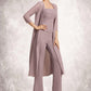 Jemima Jumpsuit/Pantsuit Square Neckline Ankle-Length Chiffon Mother of the Bride Dress With Ruffle DL126P0014984