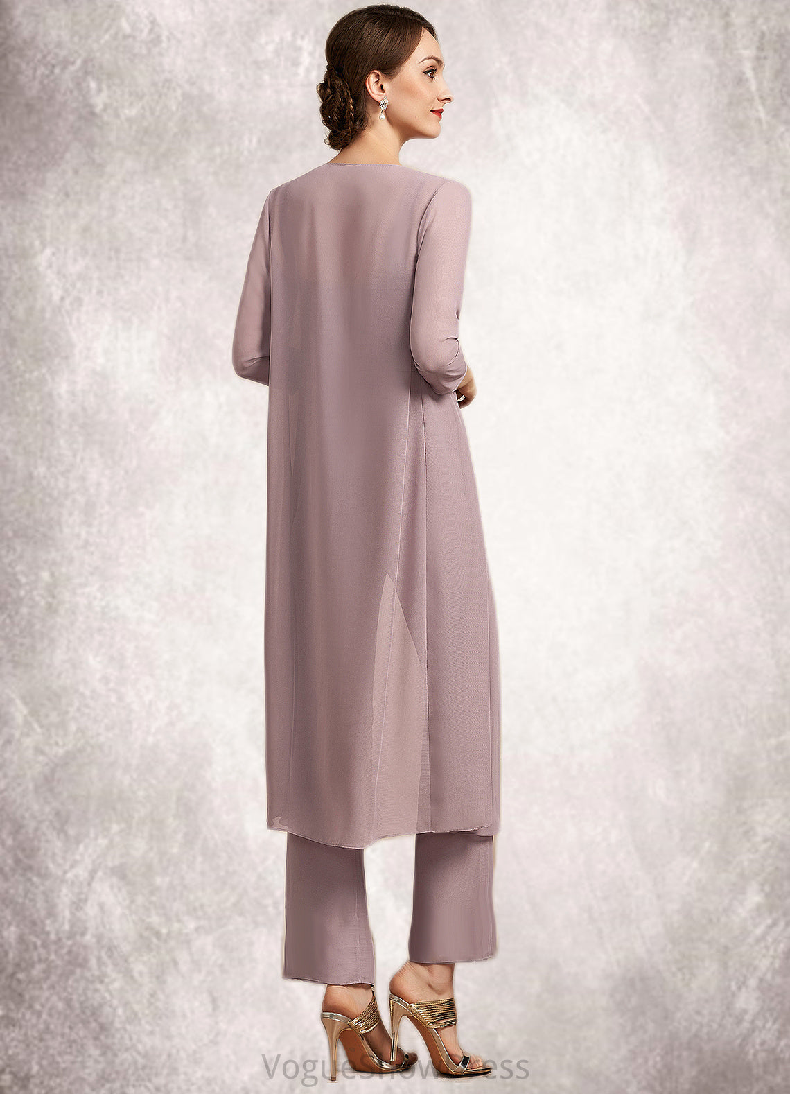 Jemima Jumpsuit/Pantsuit Square Neckline Ankle-Length Chiffon Mother of the Bride Dress With Ruffle DL126P0014984