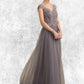 Alejandra A-Line/Princess V-neck Floor-Length Tulle Lace Mother of the Bride Dress With Sequins DL126P0014985