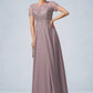 Cora A-Line Scoop Neck Floor-Length Chiffon Lace Mother of the Bride Dress With Beading Sequins DL126P0014987