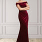 Delilah Trumpet/Mermaid Off-the-Shoulder Sweep Train Velvet Mother of the Bride Dress With Ruffle DL126P0014988