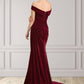 Delilah Trumpet/Mermaid Off-the-Shoulder Sweep Train Velvet Mother of the Bride Dress With Ruffle DL126P0014988