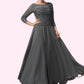 Hortensia A-Line Scoop Neck Ankle-Length Chiffon Lace Mother of the Bride Dress With Ruffle DL126P0014990