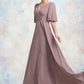 Sam A-Line V-neck Floor-Length Chiffon Mother of the Bride Dress With Ruffle DL126P0014992