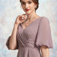 Sam A-Line V-neck Floor-Length Chiffon Mother of the Bride Dress With Ruffle DL126P0014992