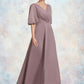 Sam A-Line V-neck Floor-Length Chiffon Mother of the Bride Dress With Ruffle DL126P0014992