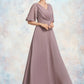 Sam A-Line V-neck Floor-Length Chiffon Mother of the Bride Dress With Ruffle DL126P0014992