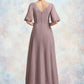 Sam A-Line V-neck Floor-Length Chiffon Mother of the Bride Dress With Ruffle DL126P0014992