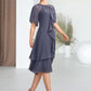 Eloise A-Line Scoop Neck Knee-Length Chiffon Mother of the Bride Dress With Beading Sequins Cascading Ruffles DL126P0014993