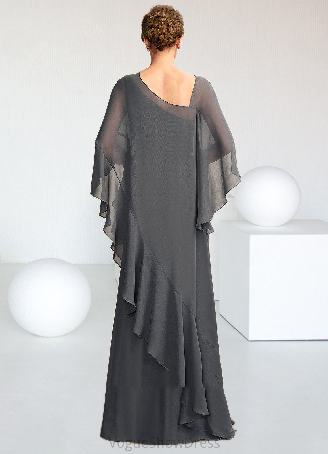 Kendal Sheath/Column One-Shoulder Floor-Length Chiffon Mother of the Bride Dress DL126P0014995