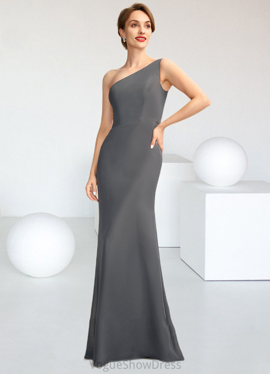 Kendal Sheath/Column One-Shoulder Floor-Length Chiffon Mother of the Bride Dress DL126P0014995